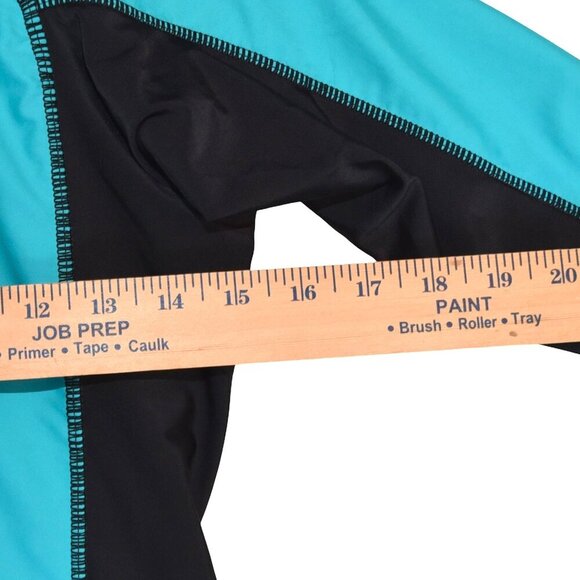 OP Ocean Pacific Surf Shirt Retro S Teal Black Long Sleeve Rashguard Swim Top - Picture 4 of 6